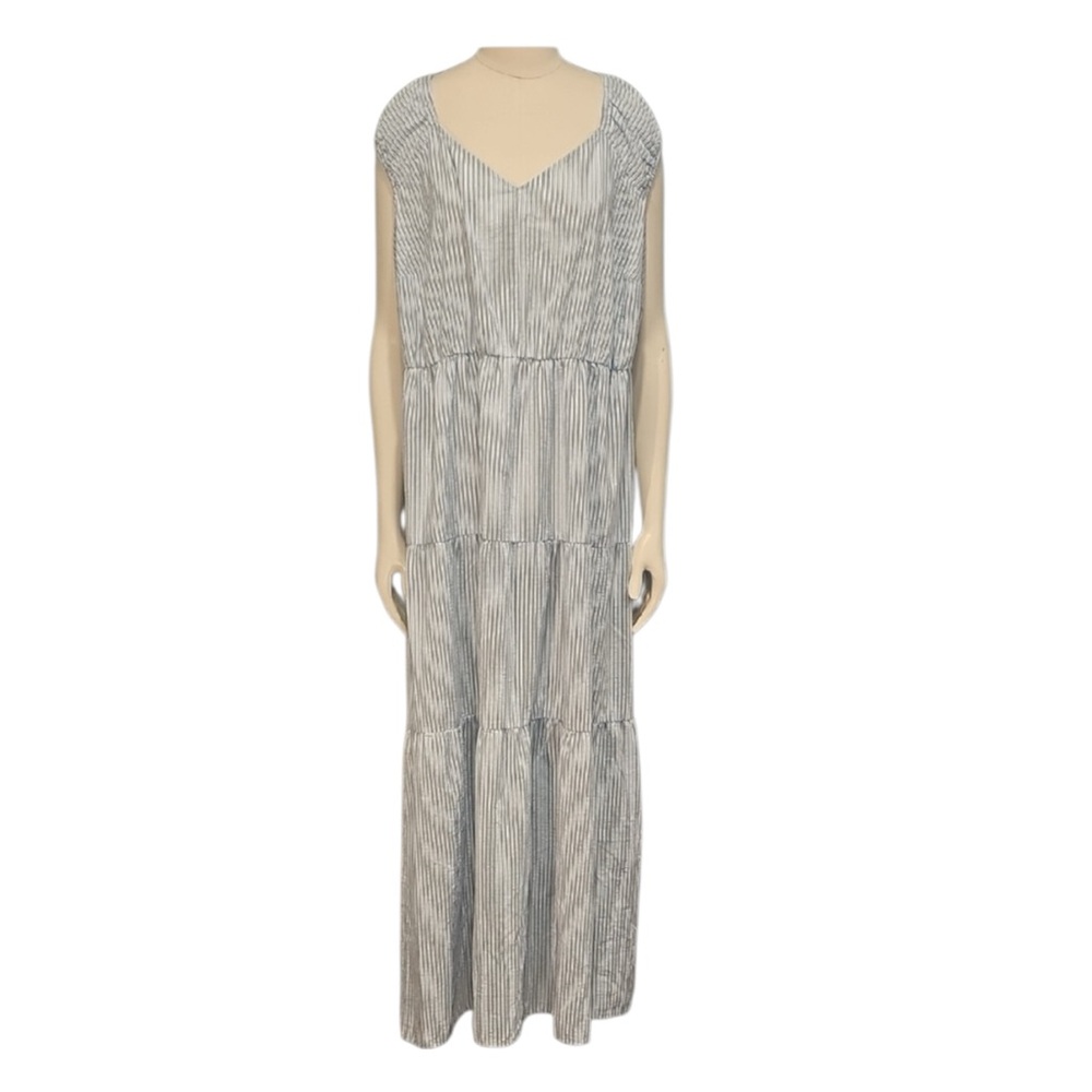 💚 Lily Morgan Blue Striped Maxi Dress, Size 3X